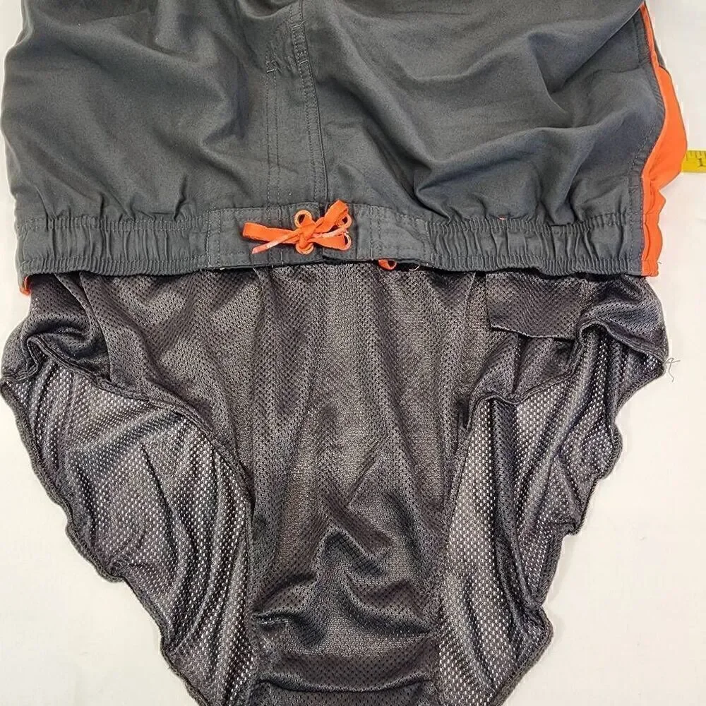 Nike Swim Trunks Mens Gray Orange Board Shorts Size Large E15